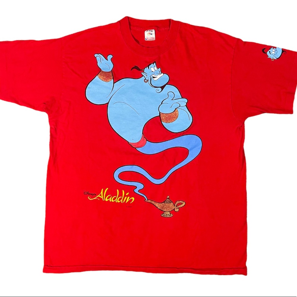 Vintage 90s Aladdin Genie all over print shirt single stitch Disney